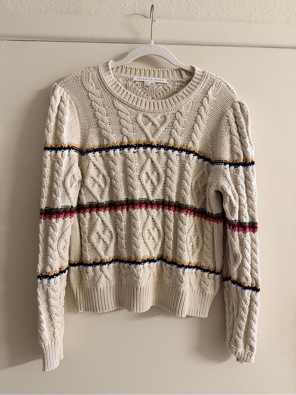 Veronica Beard Bruna Cable Knit Striped Sweater XL - Picture 3 of 9
